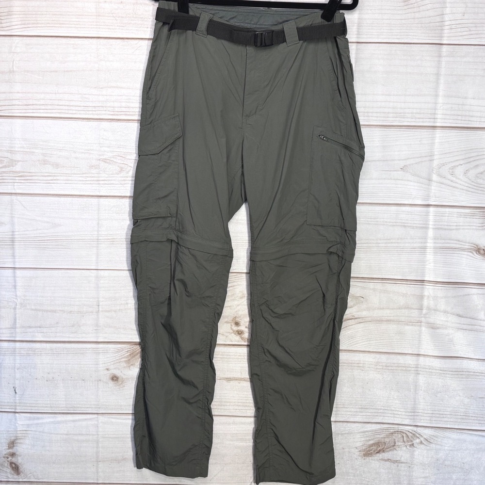 Columbia Mens Silver Ridge Convertible Cargo Pants Green 34x32 Omni-Shade Hiking